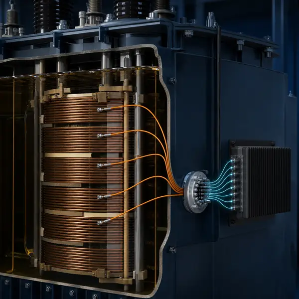 Fiber Optic Temperature Monitoring for Transformers industrial transformer monitoring illustration