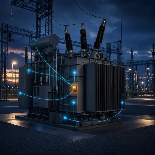 Transformer Fault Detection and Early Warning industrial transformer monitoring illustration