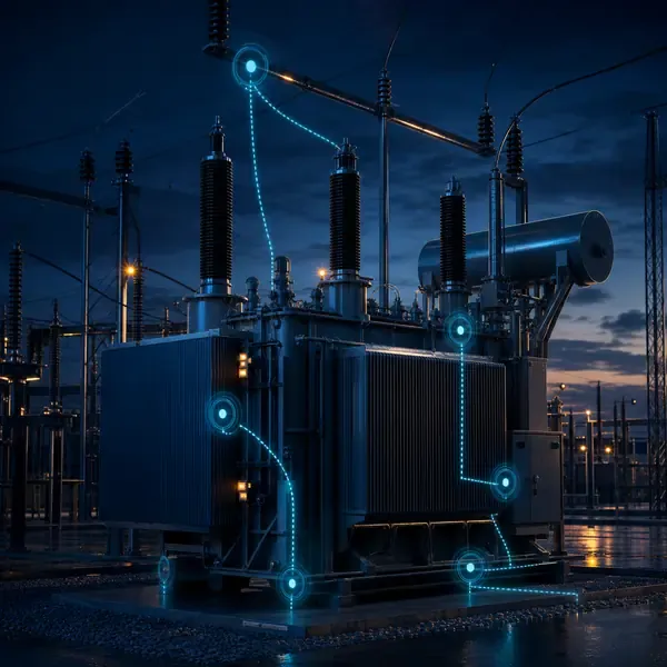 Transformer Partial Discharge Monitoring Solution industrial transformer monitoring illustration