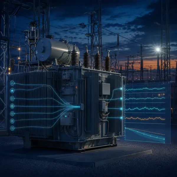 Transformer Predictive Maintenance Solution industrial transformer monitoring illustration